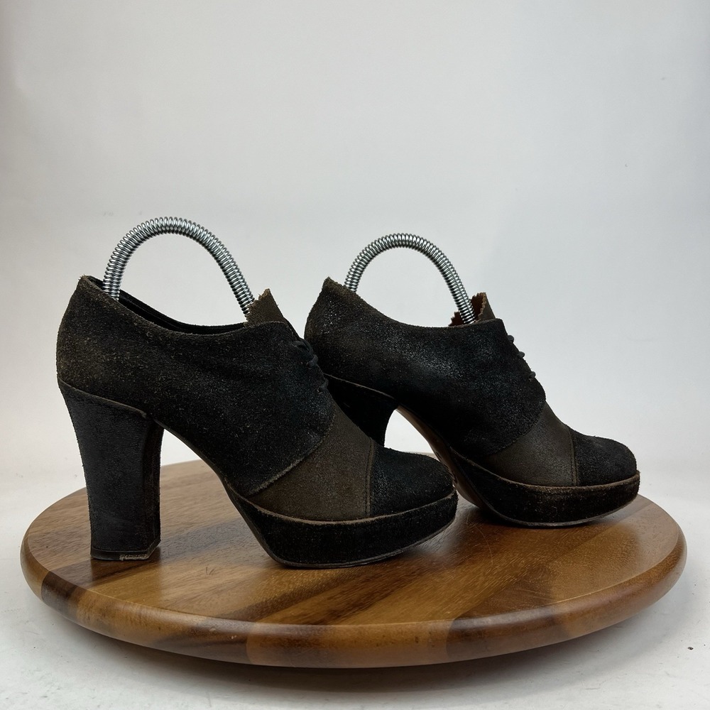 Womens Fiorentini Baker Brown‎ Leather Block Heel Ankle Chukka Boots Size EU 38